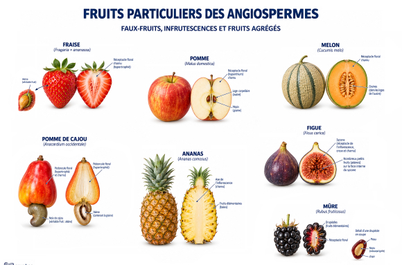 Les fruits particuliers des Angiospermes